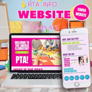 PTA Willkommen Website Template | Bearbeitbare Website der Eltern-Lehrer-Vereinigung | Volunteer-Anmeldeformular für die Schule | Leinwand | Zurück in der Schule