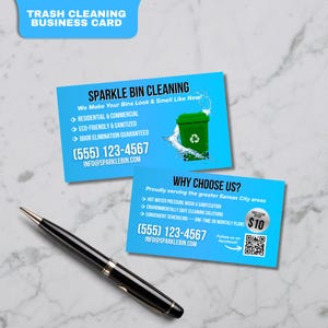 Trash Bin Cleaning Service Business Card Template , Dumpster Cleaning Card, Trash Bin Cleaning Flyer,Business Card Template