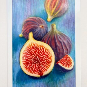 Don't give a Fig, A5 Grußkarte, nach einem Original Pastell Gemälde von Kirstie Trobe Fine Art. Innen leer.