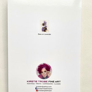 Bees on Lavender, 7x5" Greeting Card, From an Original Watercolour ...