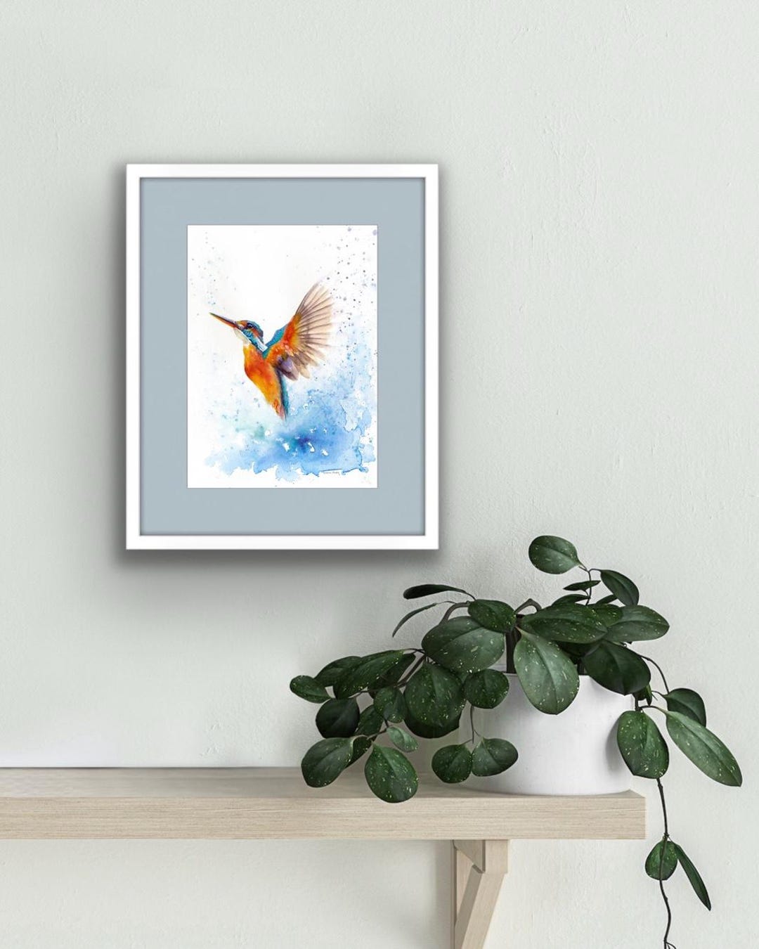 Kingfisher in Flight Fine Art Framed Print by Wild Wonders