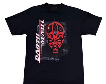Vintage Star Wars Darth Maul-filmpersonage met groot logo T-shirt
