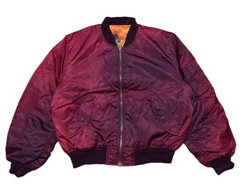 Vintage 80s Maroon Purple Bomber Jacket MA-1 Air Force Flight