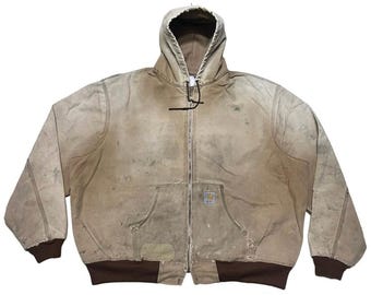 Chaqueta con capucha y cremallera desgastada de Carhartt vintage