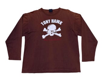 Vintage Tony Hawk Long Sleeved T Shirt Medium 1983 Gray Skateboard