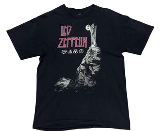 Vervaagd T-shirt met led-zeppelin uit 2001 met groot logo
