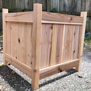 Handmade Cedar Planter Box 20&quot;x 20&quot; Outdoor Raised Garden Planter with Posts, Custom Finish Porch & Patio Decor