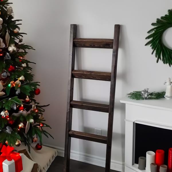 Handmade Wooden Blanket Ladder – Rustic Farmhouse Decor, Customizable Size, Versatile Storage Solution, Reclaimed Wood