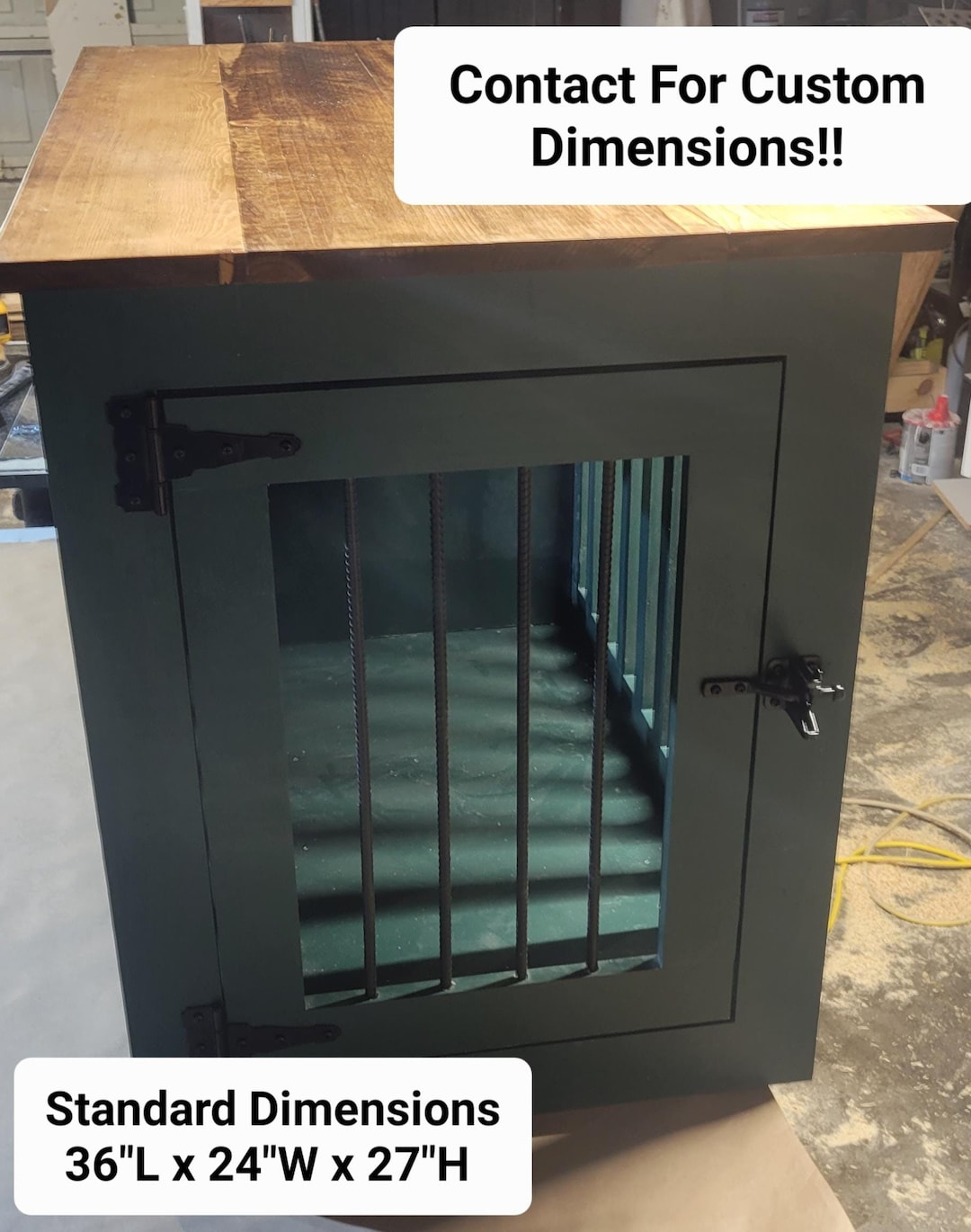 View of Rustic Dog Crate End Table - Handmade Custom Wood Pet Furniture With ...