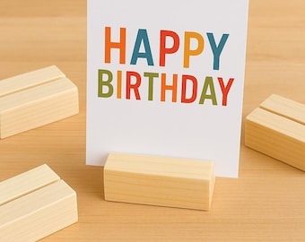 Porte-cartes en bois pin - Présentoir rustique pour cartes d&#39;anniversaire, de remerciement et de visite