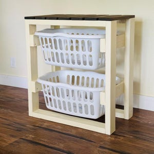 Laundry Basket Organizer Rustic Wooden Sorter with Custom Sizes for Laundry Room Storage & Gift Idea