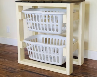 Organiseur de panier à linge, trieur en bois rustique avec des tailles personnalisées pour le rangement de la buanderie et une idée cadeau