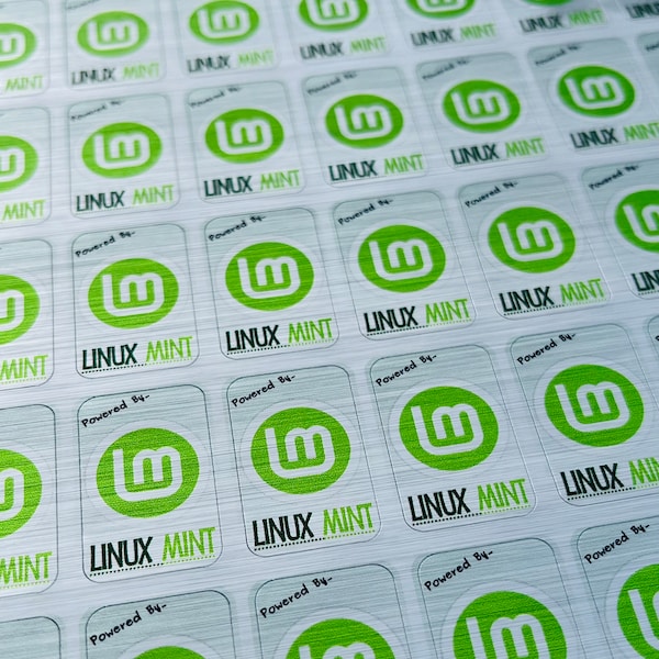 6x Custom Linux Mint Desktop PC Computer / Laptop / Server Brushed Metallic Badge Decal Vinyl Stickers 18x28mm