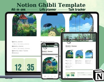 Notion Template ADHD Planner Notion Dashboard ADHD Digital Planner Adult ADHD Notion Ghibli Focus Planner Productivity Self Care Planner