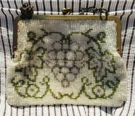 30s antique glass beaded purse - image 1