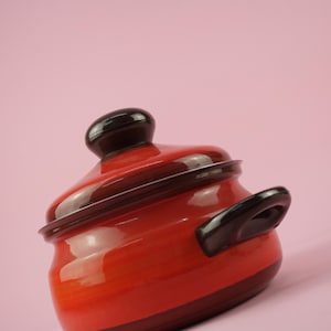 vintage Silit design cooking pot orange enamel 70s 80s pot