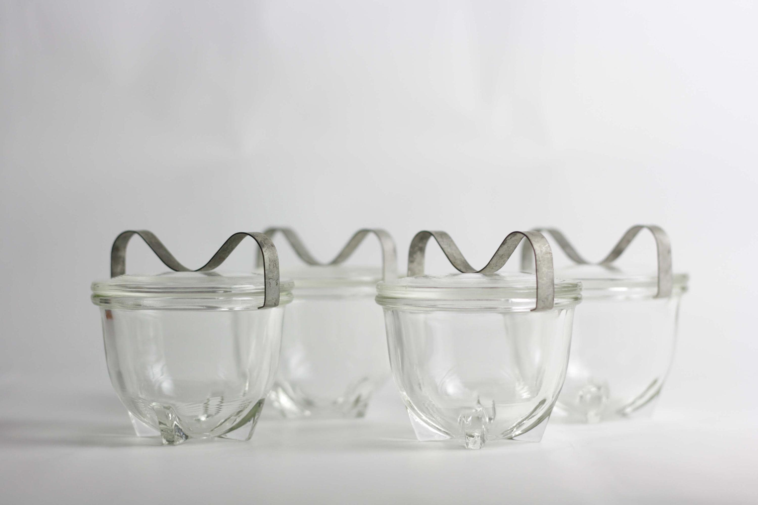 Eierkoch von Wilhelm Wagenfeld, 4er Set Eggcoddler, Jenaer Glas