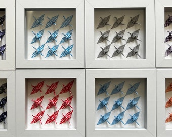 Origami Crane Small Framed Wall Decor, Japanese inspired gift, Wedding gift, Birthday Gift.