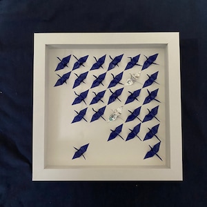 Maßgeschneiderte personalisierte Origami-Wandkunst, Origami-Kranichkunst mit Akzenten, Origami-Jubiläumsgeschenk, Origami-Geburtstagsgeschenk