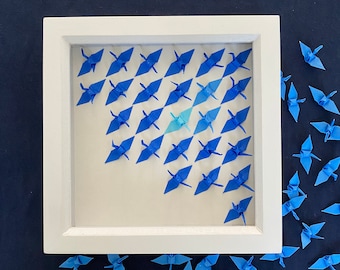 Personalized Origami Crane Wall Art: 3D Framed Paper Sculpture
