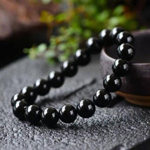 8 MM - Bransoletki z czarnego onyksu - Bransoletki z koralików - Delikatna bransoletka damska - Bransoletka z kamieni szlachetnych - Bransoletka rozciągliwa - Bransoletka unisex prezenty