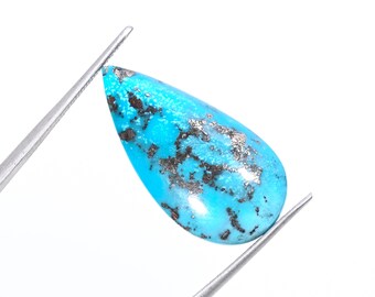 9Ct Natural Turquoise Certified Pyrite  Pear for pendant  Loose Cabochon Double Side Polished Gemstone