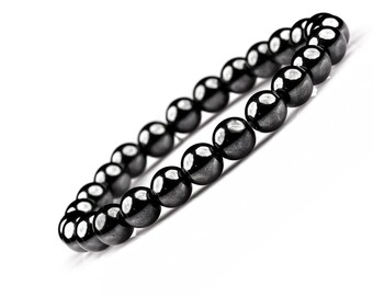 8MM Hematite Bracelet: Handmade Crystal Gemstone Stretch Bracelet
