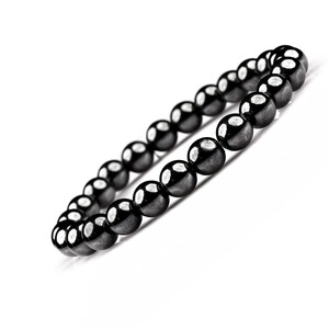 Bransoletka z hematytu 8 mm Stretch Fit - Biżuteria ręcznie robiona - Gładkie kamienie szlachetne - Kamienie półszlachetne - Bransoletka z koralików - Najlepszy pomysł na prezent dla niej