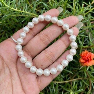 8 mm Piękne syntetyczne perły Bransoletki - Bransoletki koralikowe - Delikatna bransoletka damska - Bransoletka rozciągliwa - Prezenty unisex - Biżuteria ręcznie robiona
