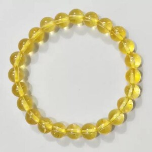 Bransoletka z naturalnego CYTRYNU 8 MM na szczęście, bransoletka z okrągłych koralików z kamieni szlachetnych, ręcznie robiona bransoletka kryształowa