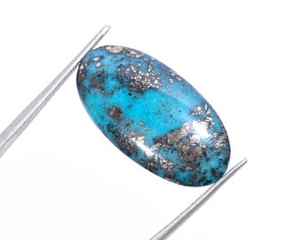 Cabujón ovalado de turquesa natural de 13,70 ct con pirita / Piedra preciosa suelta de turquesa Kingman para joyería, suministros para joyería DIY, cabujones calibrados.