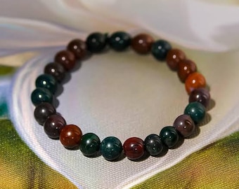 Blutstein Armband: 8 MM Edelstein Kristall Perlen, Stretch Schmuck