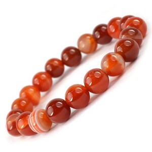 8 MM - Bransoletka z karneolu, okrągła bransoletka z koralików do kamieni leczniczych Reiki - ręcznie robiona biżuteria