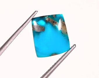 Zertifizierte Natürliche Blauer Türkis 5ct Rechteck Cabochon Edelstein für die Schmuckherstellung