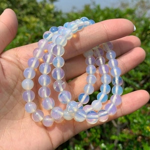 Bransoletka AAA Opal Lite - 8 mm - Bransoletka z okrągłych koralików z kamieni szlachetnych - Elastyczne bransoletki - Bransoletka z uzdrawiającą energią - Prezent dla przyjaciół.