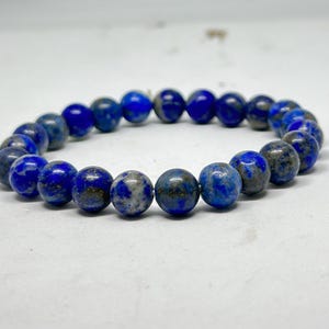 Bransoletka z naturalnego lapis lazuli o średnicy 8 mm, ręcznie robiona bransoletka z kamieni szlachetnych,
