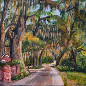 Savannah Georgia Art Print, Savannah Wall Art, Live Oak Print, Savannah Georgia Painting, Savannah Georgia Print, Tree-Lined Street Print