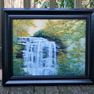 Framed Original Waterfall Painting, Original North Carolina Waterfall Painting, Blue Ridge Mountain Waterfall, Dry Falls Waterfall Painting