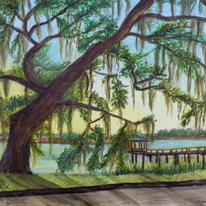 Savannah Georgia Art Print, Live Oak Watercolor Print, Savannah Watercolor Print, Low Country Print, Live Oak Marsh Print, Live Oak Print