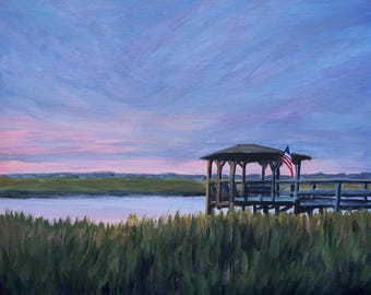 Coastal Marsh Art Print: Savannah Sunrise Landscape