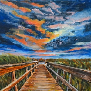 Marsh With Dock Print, Marsh Sunrise Print, Marsh Art Print, Marsh Painting, Low Country Print, Coastal Marsh Print, Low Country Art Print