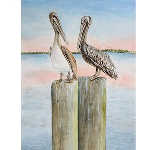 Nautical Bird Print, Pelican Watercolor Print, Coastal Bird Print, Pelican Print, Pelican Wall Art, Sea Bird Print, Coastal Bird Wall Art