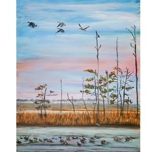 Marsh Print, Marsh Landscape Print, Marsh With Birds Print, Low Country Print, Coastal Marsh Print, Low Country Art Print, Coastal Decor