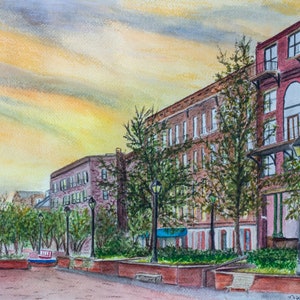 Savannah Georgia Wall Art, Savannah Georgia Watercolor Print, Savannah Georgia Art Print, Savannah Riverfront Art Print