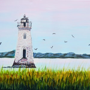 Cockspur Lighthouse Art Print: Tybee Island Coastal Marsh Decor