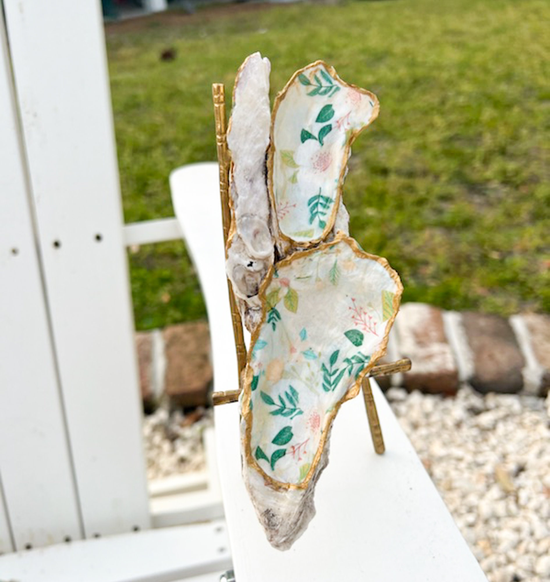 Decoupaged Oyster Cluster: Coastal Beach Decor Art
