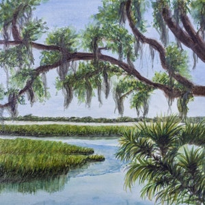 Impresión de paisaje de pantano, impresión de pantano, impresión de arte de pantano, pintura de pantano, impresión de Low Country, impresión de pantano costero, impresión de arte de Low Country