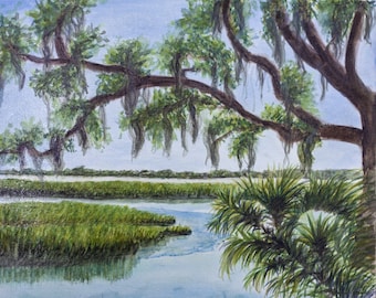 Coastal Marsh Art Print: Low Country Landscape Painting
