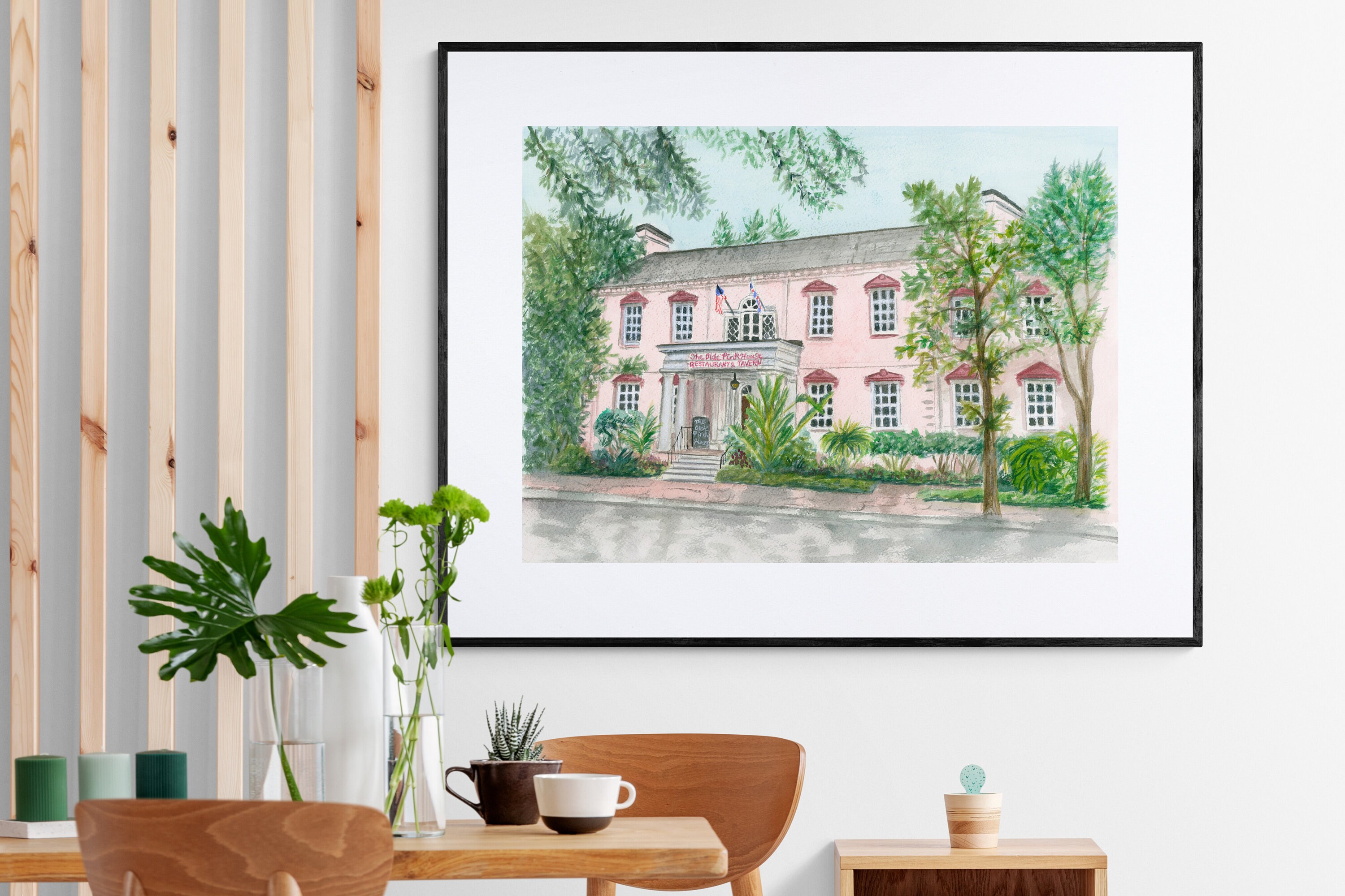 Savannah Art Print, the Olde Pink House Print, Savannah Wall Art, Savannah