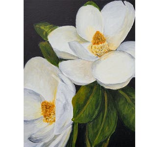 Weißer Magnoliendruck, Südlicher Magnolienblumendruck, Magnolienblütendruck, Südliches Dekor, Botanischer Druck, Blumenwandkunst